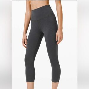 Lululemon Wunder Train HR Crop 21” Heather Grey- Size 6